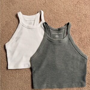 American Eagle Outfitters Ribbed Tank Tops - White and Gray